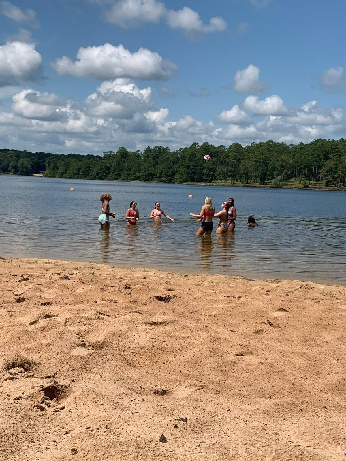 Swimming beach at a district lake