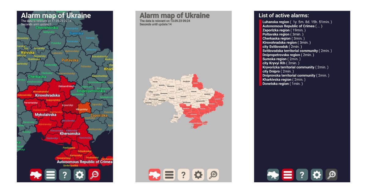 There's also a web app version of the Alarm Map of Ukraine. 