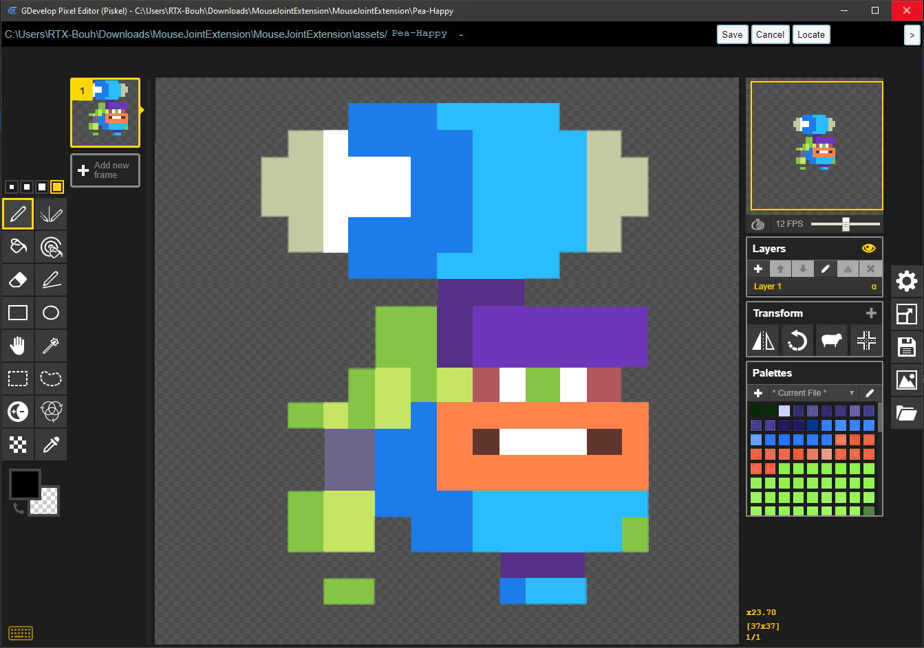 GDevelop is Bundled with Piskel, an Open-Source Sprite Editor.