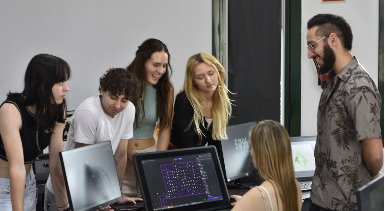 Eduardo and his university students making games with GDevelop. 