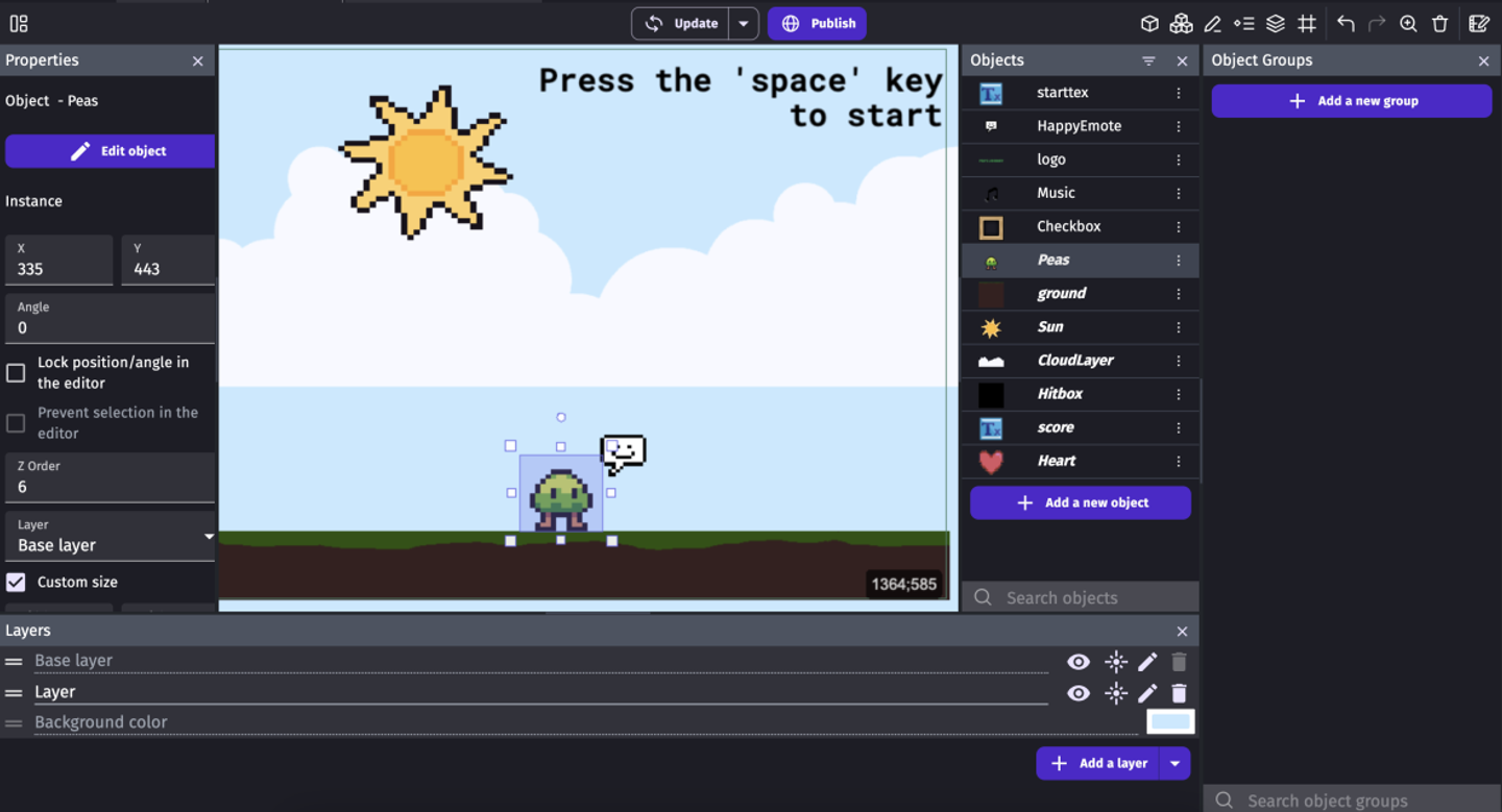 GDevelop's scene editor.