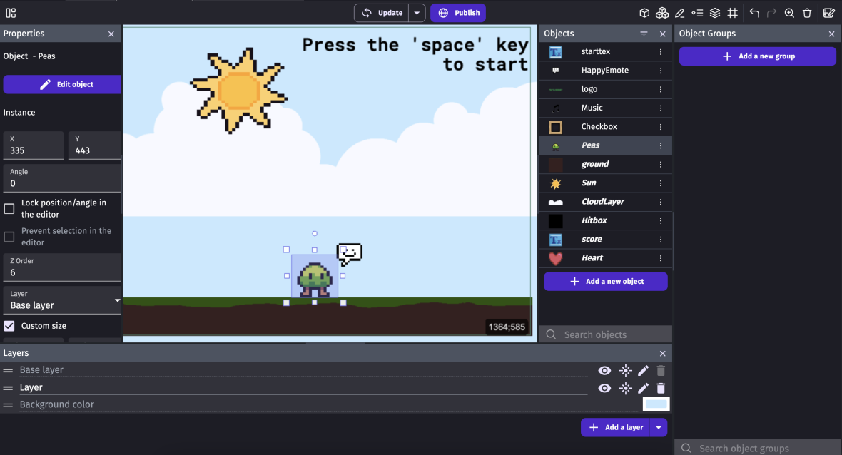 GDevelop's scene editor.