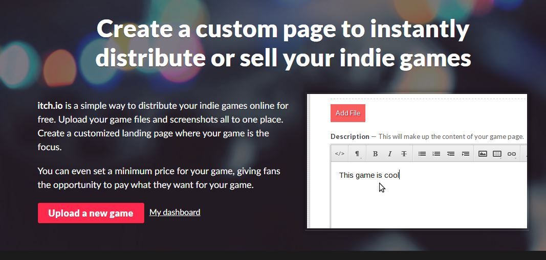 The developers' page on itch.io shows the step-by-step of publishing games on the platform. 