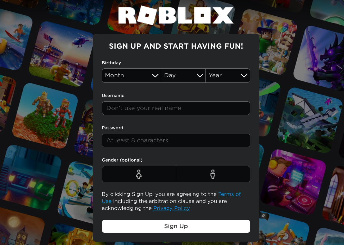 Roblox requires you to create an account before being able to access any creation tools. 