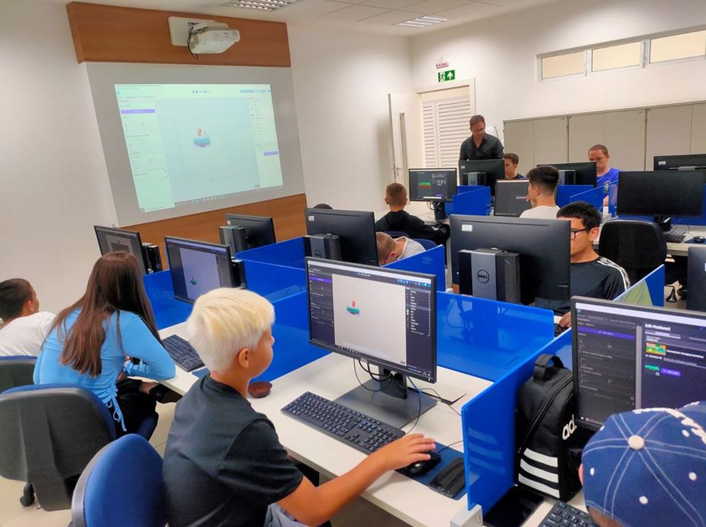 Students making their games.