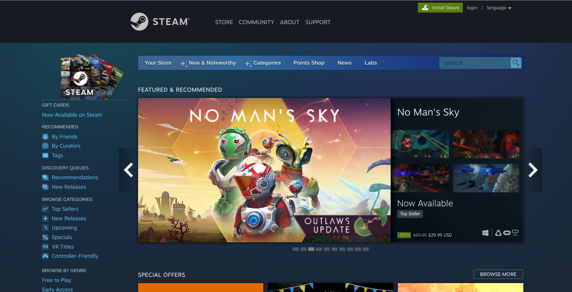 Steam is a popular storefront for PC Games.