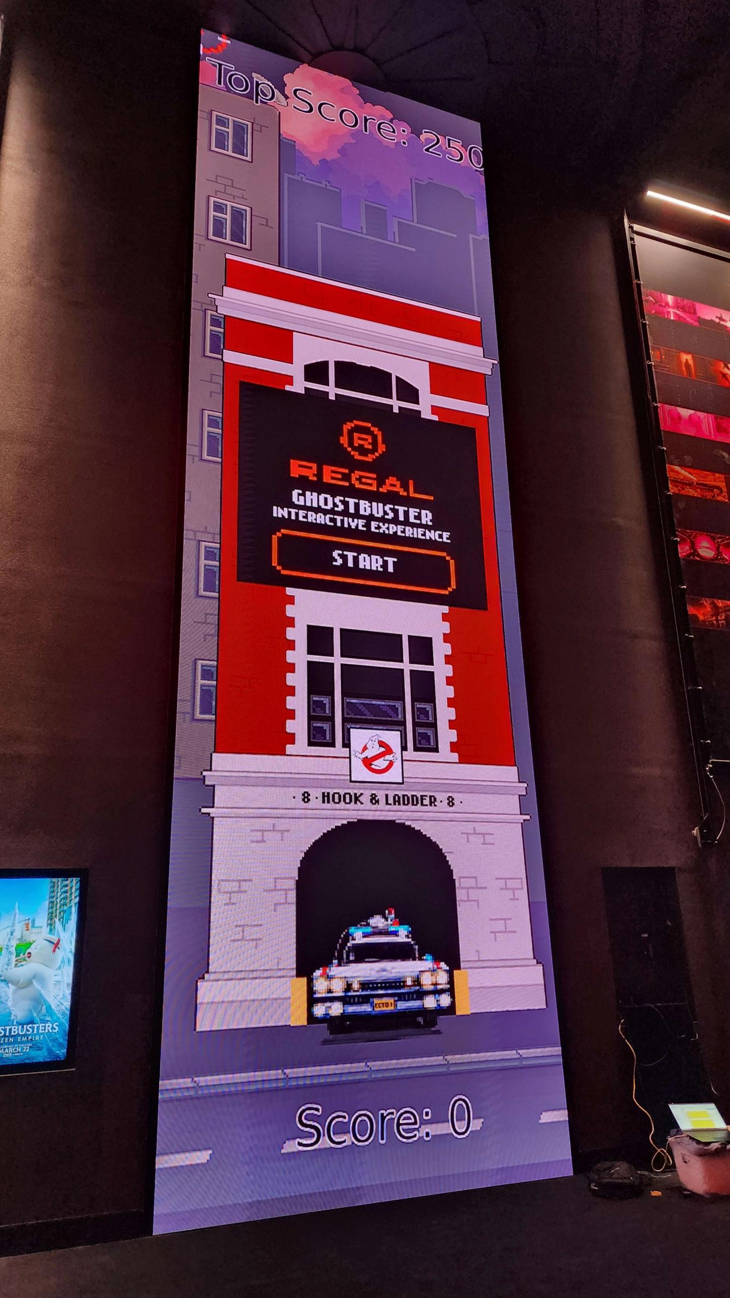 The Ghostbusters game at the premiere. Created with GDevelop!