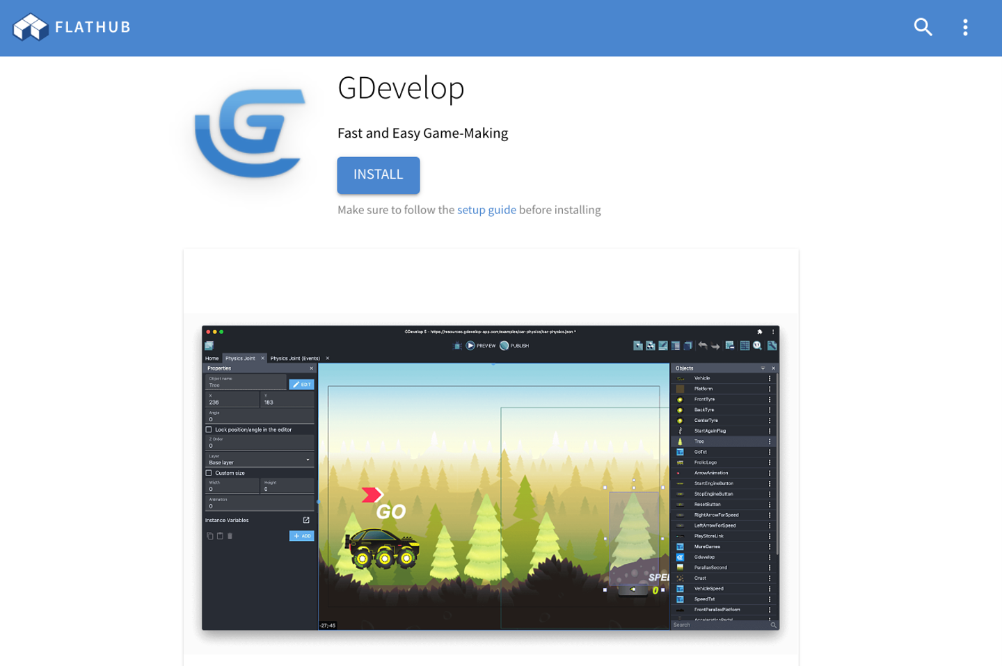 GDevelop on Flathub. 