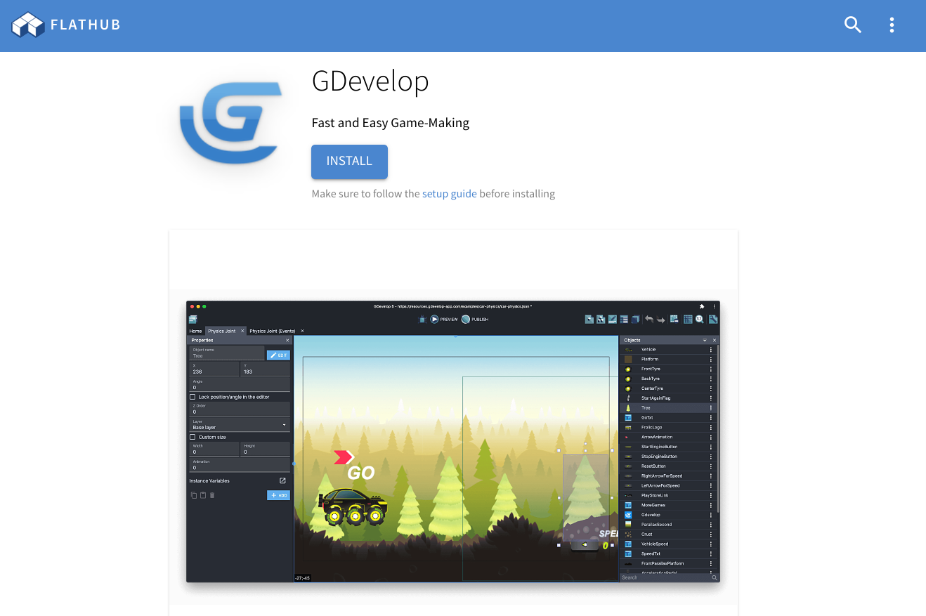 GDevelop on Flathub.
