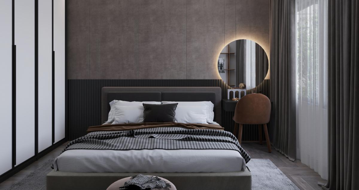 Modern monochrome bedroom setup for comfortable TDY lodging with TDY Hero