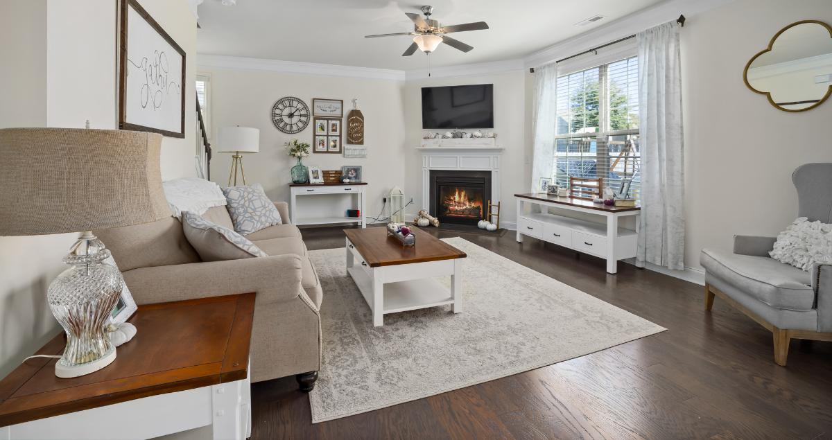Cozy TDY home interior with beige tones near Shaw AFB