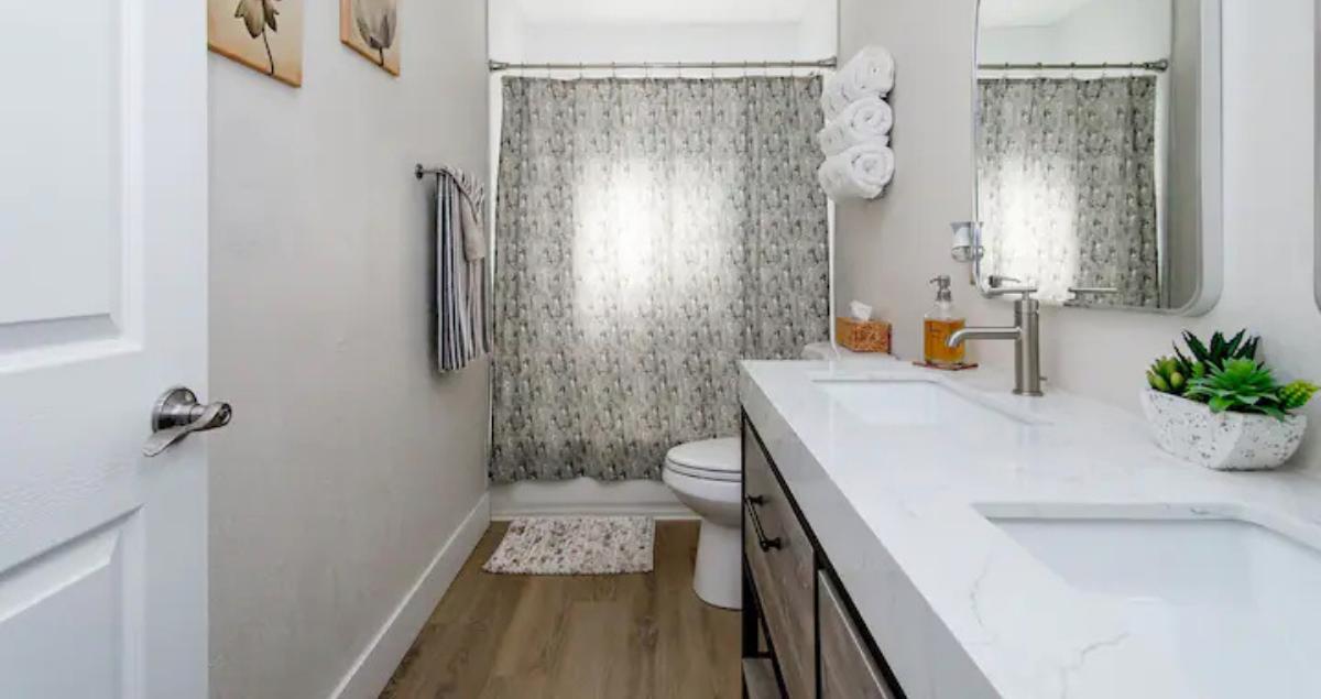 Elegant modern bathroom in a furnished rental suitable for extended TDY stays near Luke AFB
