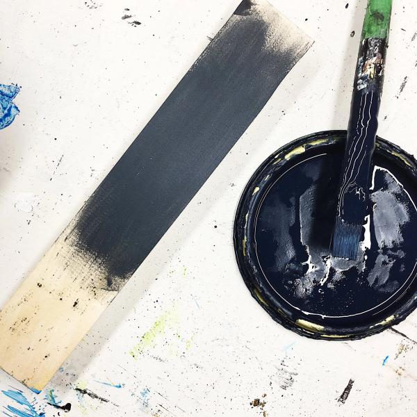 Painted moulding samples at the bench