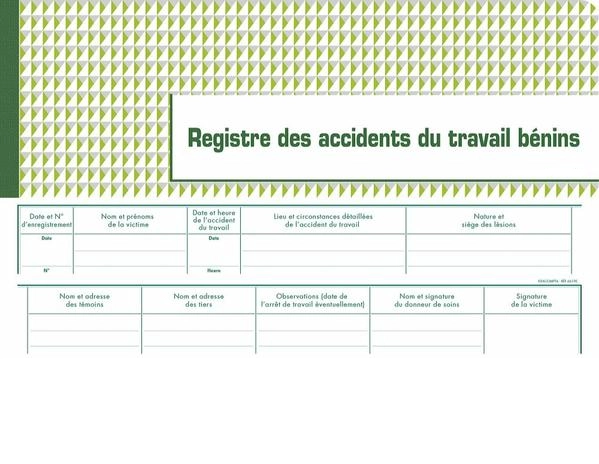 Registre des accidents du travail bénins