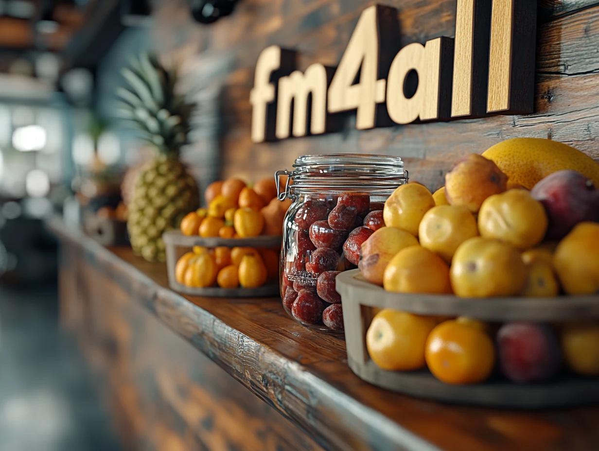 présentoir pause gourmande snack et panier de fruits fm4all