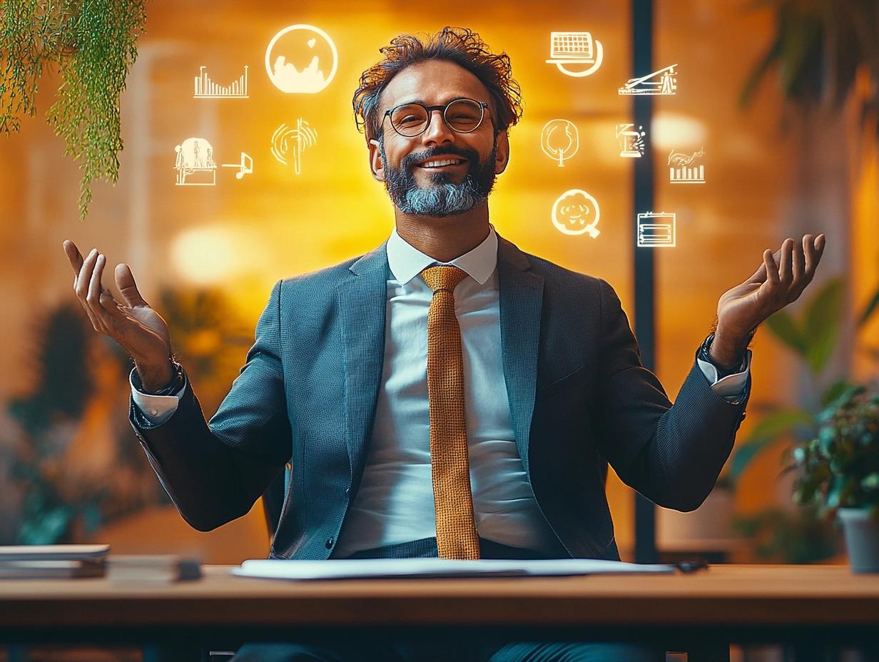 un facility manager qui jongle avec des icônes de services