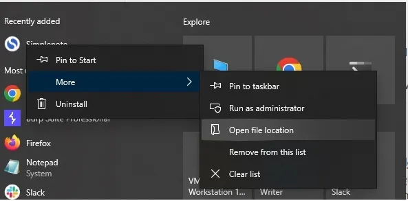 Open file location