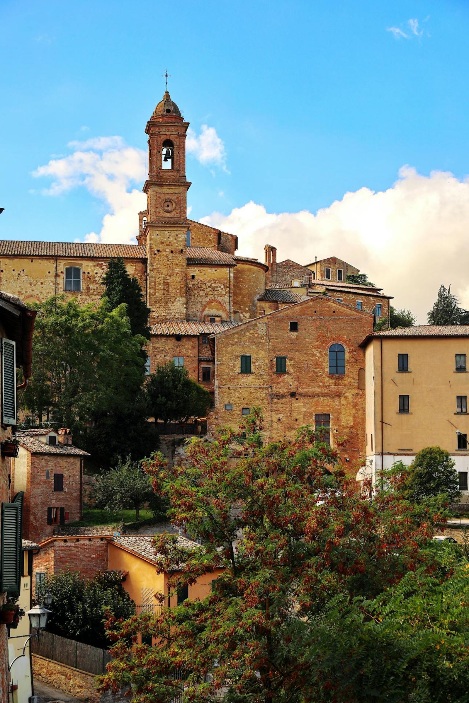Medieval Italian architecture in Tuscany featuring traditional stone masonry and terracotta roofs