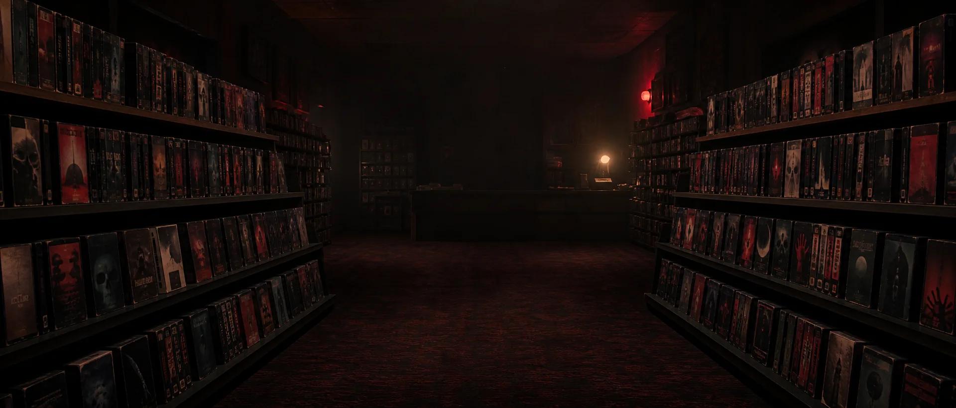 Horror video store shelves representing the HorroRated curated horror movie archive