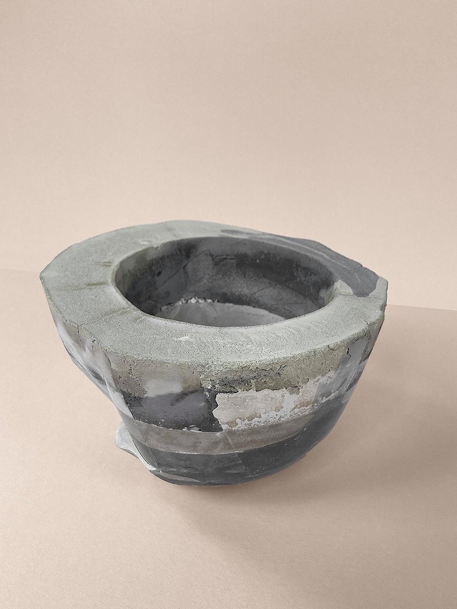 All the Layers - a faceted concrete planter, overhead view, view 2 of 5