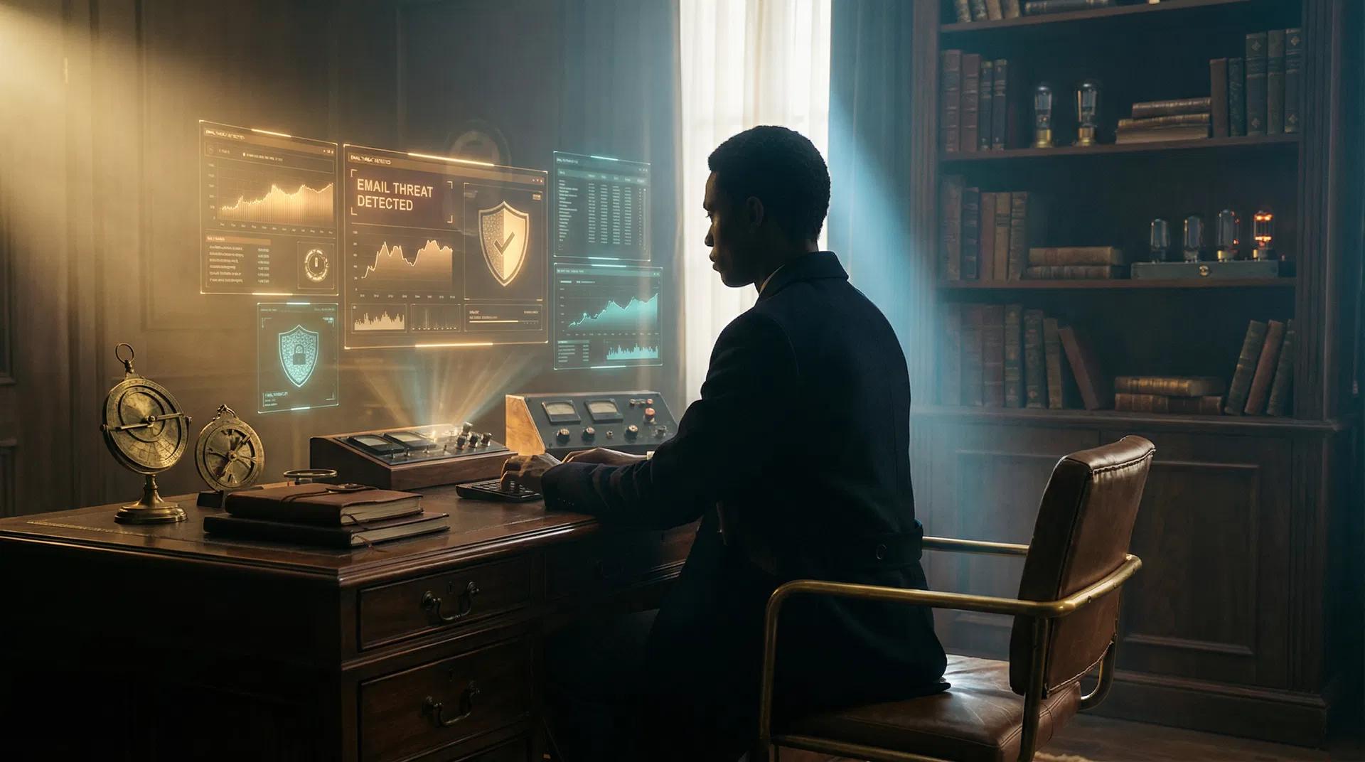 High-tech command center with threat detection screens