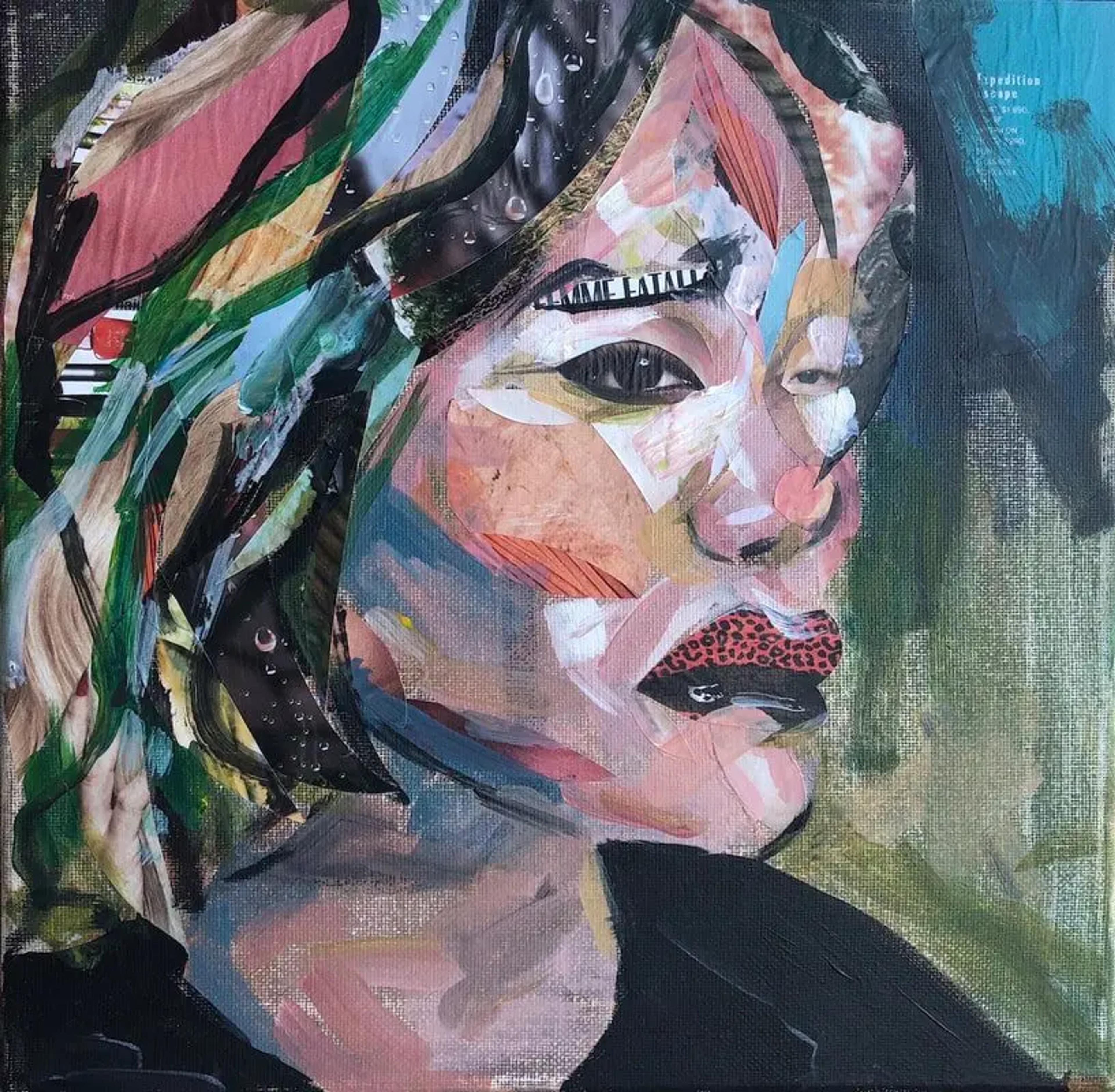 Artwork by Clarisse Abelarde — mixed media collage portrait