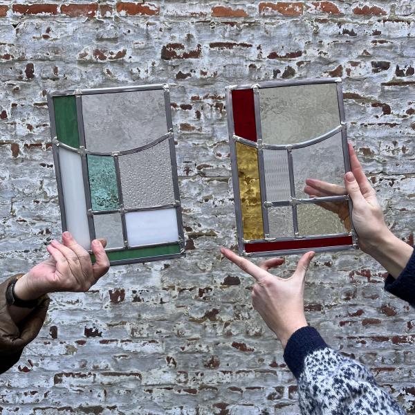 Workshop glas in lood zelfgemaakt glasraam