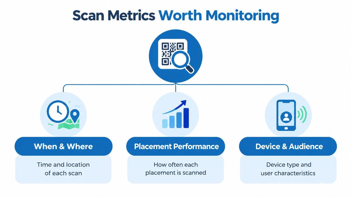 Dashboard of QR scan metrics by placement, time and device