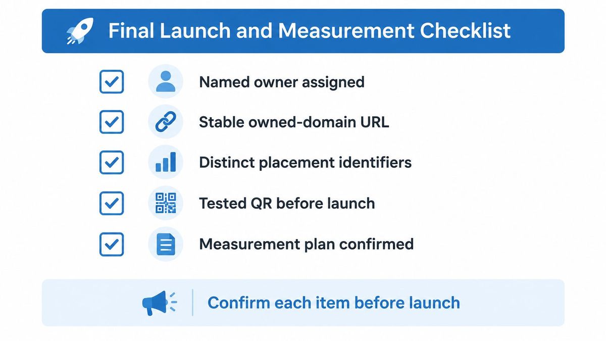 Launch and measurement checklist for a tracked QR campaign