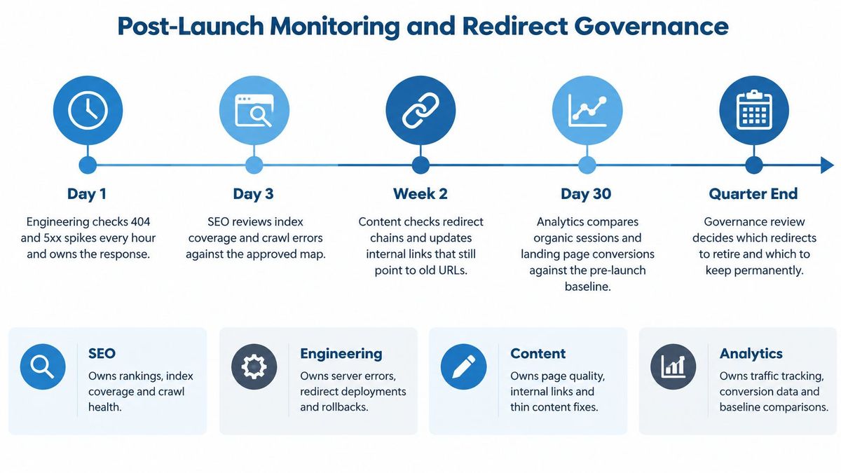 Website migration plan redirect governance