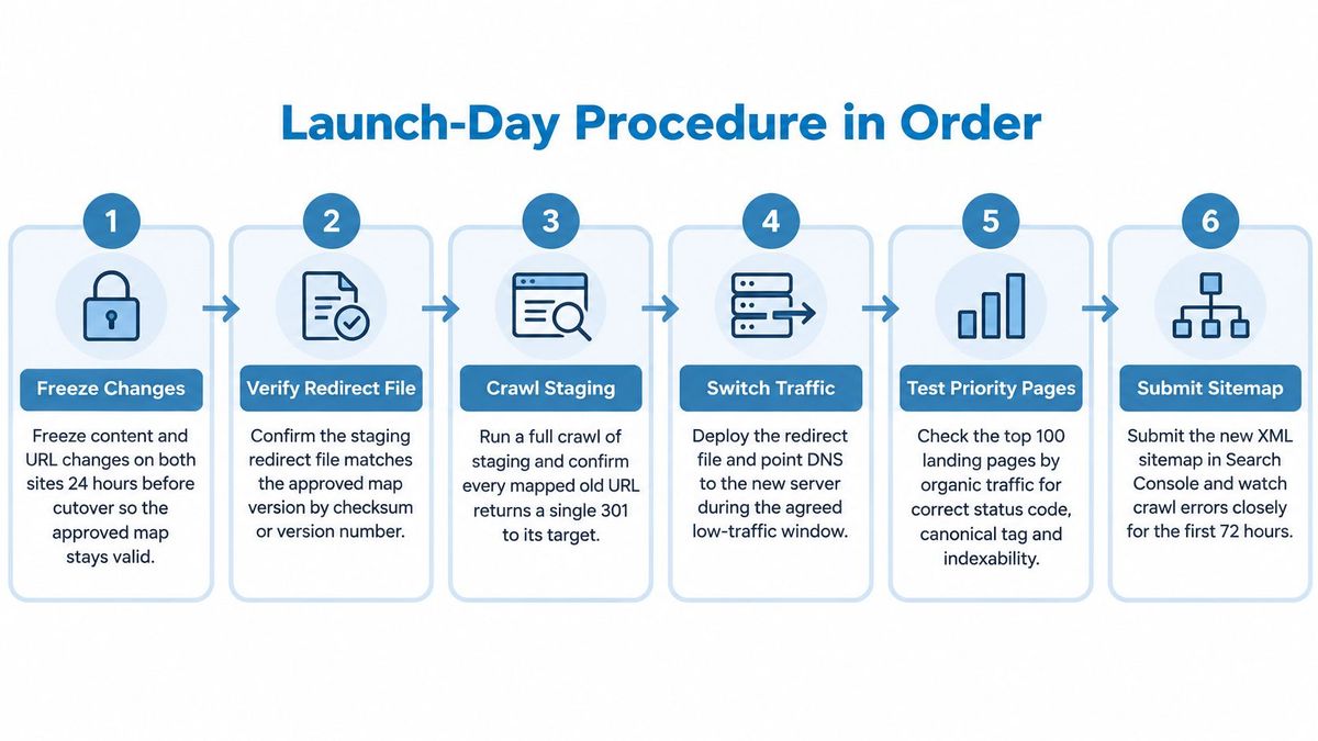 Website migration plan launch procedure