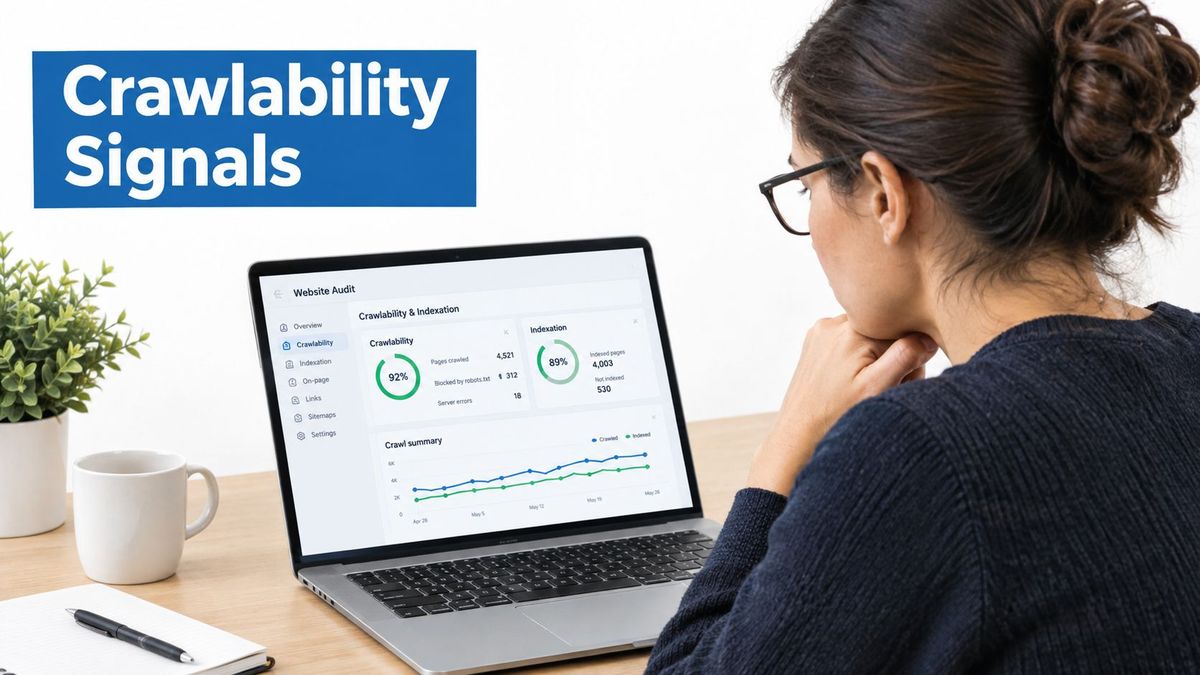 Crawlability and indexing signals checked during website migration testing