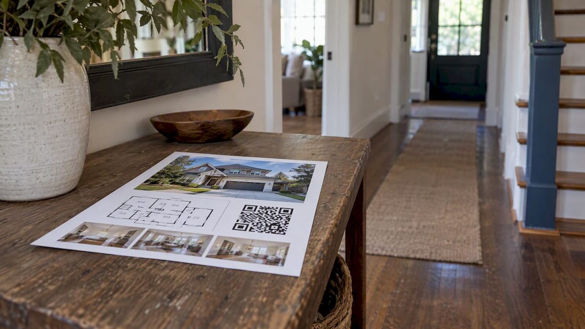 Feature sheet with QR code and floor plan
