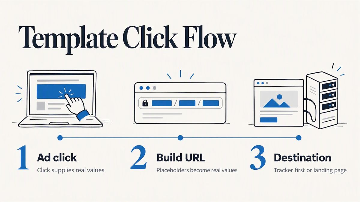 Ad click resolves template values before landing