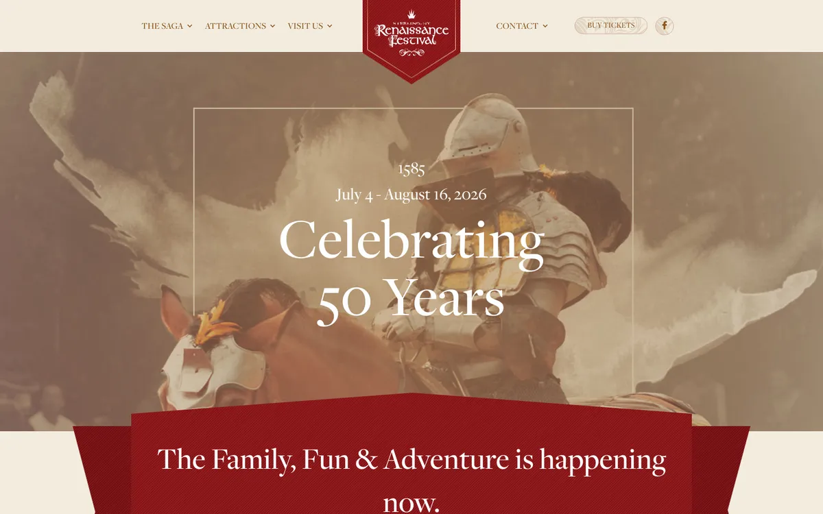 Sterling Renaissance Festival website homepage