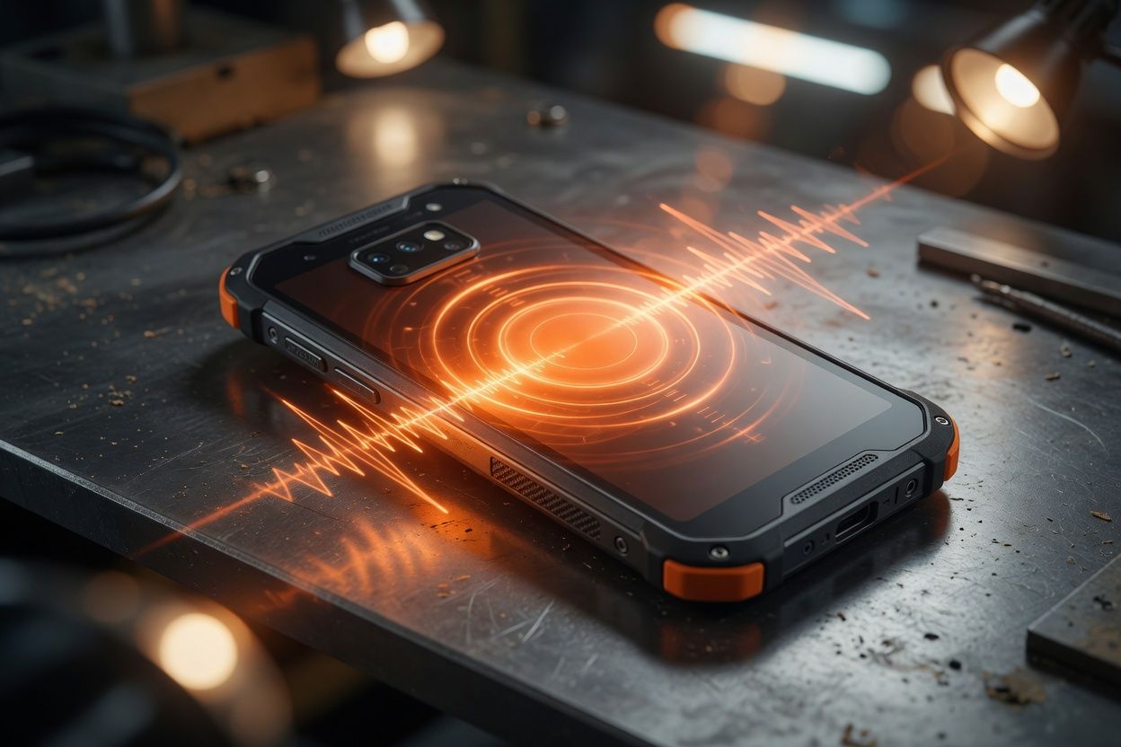 Smartphone with orange priority glow on a steel surface