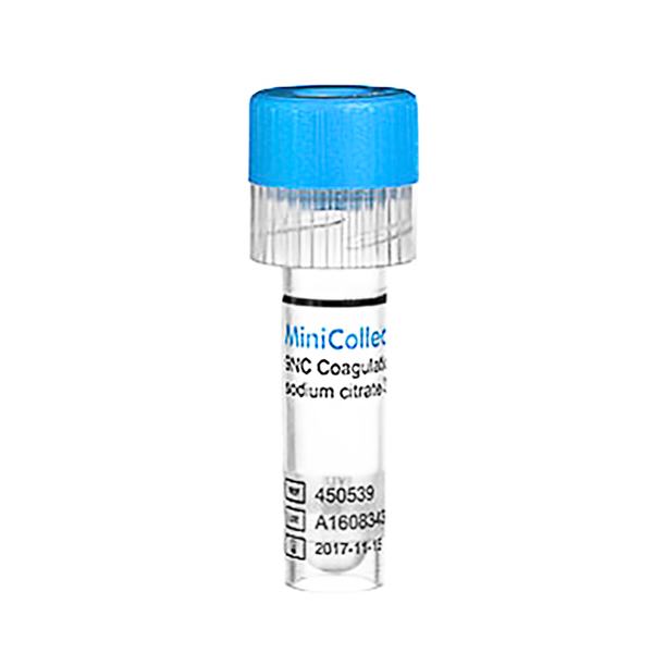 Tubo minicollect con citrato de sodio tapa celeste 1ml