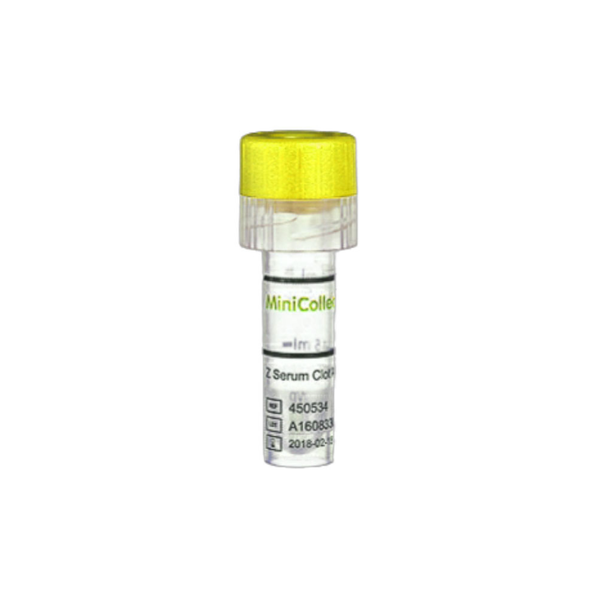 Tubo minicollect con activador coagulo y gel separador tapa amarilla 0.5ml
