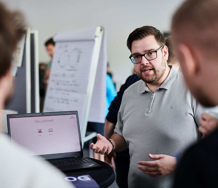 Workshop zu digitalen Lösungen und Softwareentwicklung bei der BROCKHAUS AG. Besprechung von Anforderungen und Konzepten für individuelle Softwareprojekte.