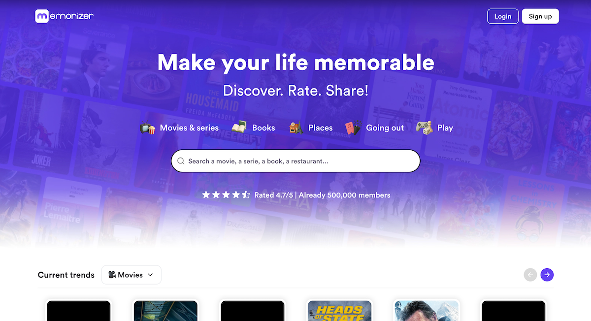 memorizer landing page