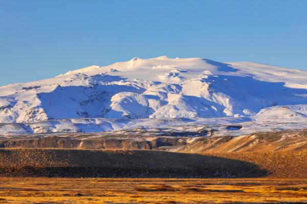 landscape with a big mountain covered by snow