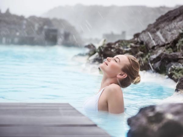 Woman enjoying blue lagoon