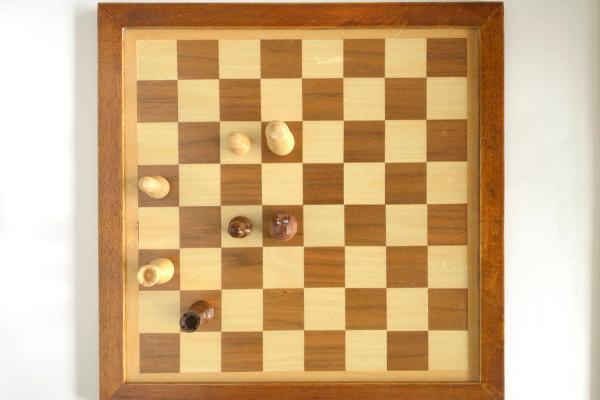 A chess board seen from above