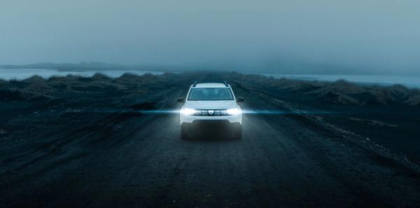 White 4x4 Dacia Duster driving on F-road in Iceland