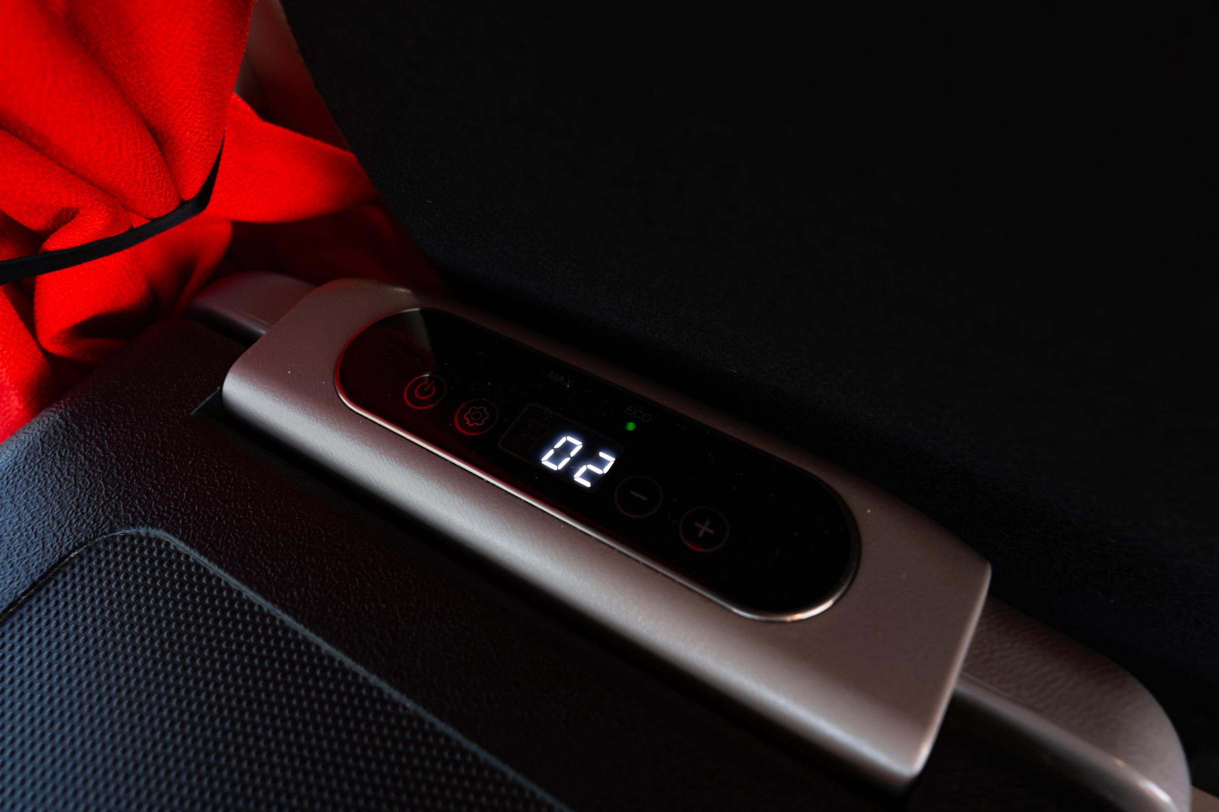 Digital control panel on the cool box lid with a display and adjustment buttons