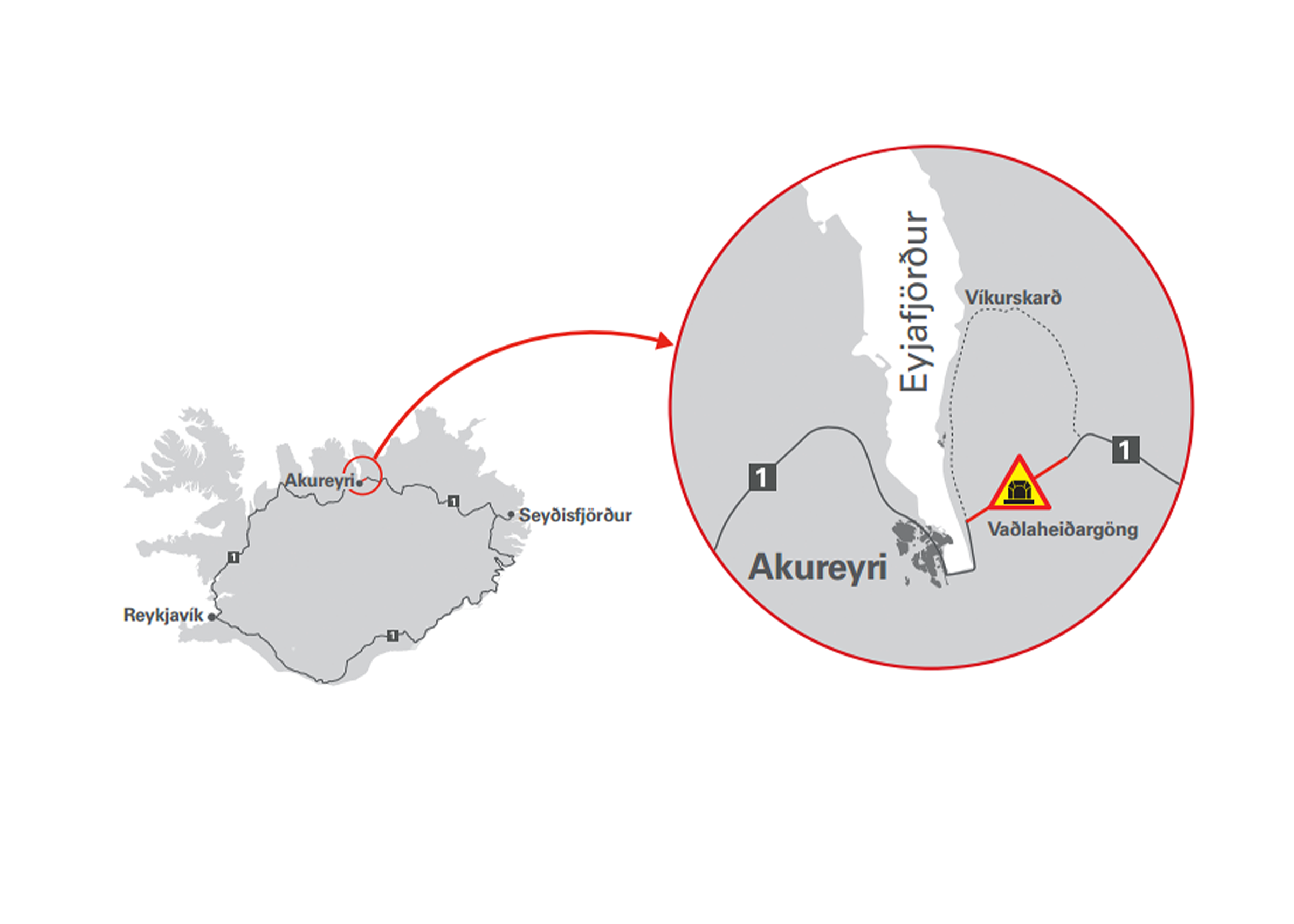 a map showing the location of akureyri in iceland