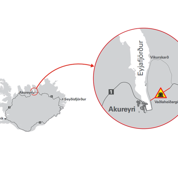 a map showing the location of akureyri in iceland