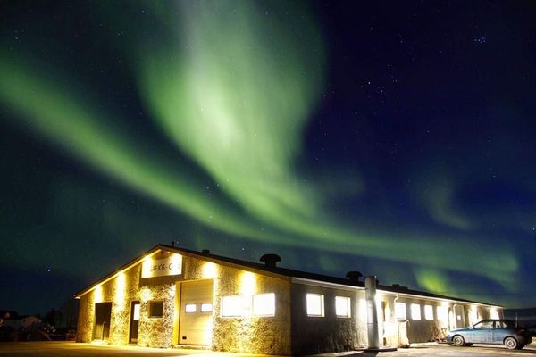 Vogafjós Farm Resort during the Northern Lights