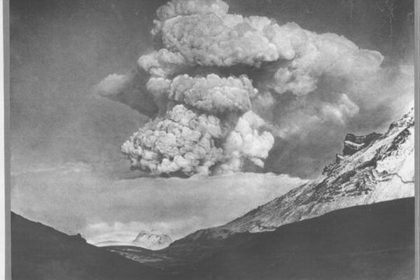 Katla volcano A view of Katla volcano with ash clouds in the background
