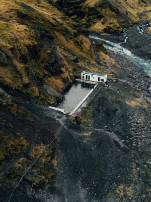 Hot Springs in Iceland Aerial view of Iceland's hot springs with steam rising from the pools